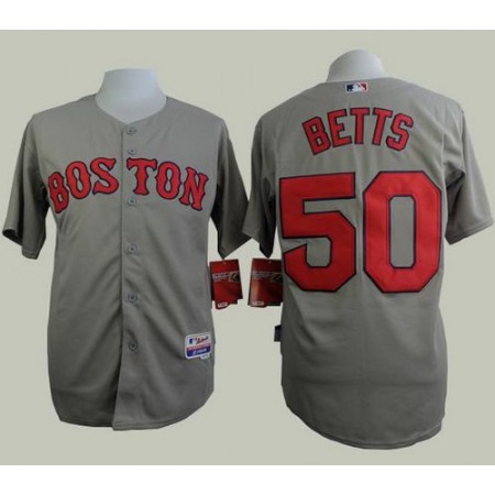 Red Sox #50 Mookie Betts Grey Cool Base Stitched MLB Jersey