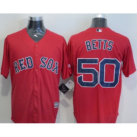 Red Sox #50 Mookie Betts Red New Cool Base Stitched MLB Jersey