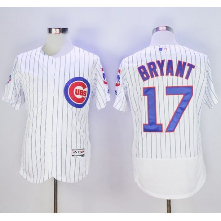 Cubs #17 Kris Bryant White Flexbase Authentic Collection with 100 Years at Wrigley Field Commemorative Patch Stitched MLB Jersey