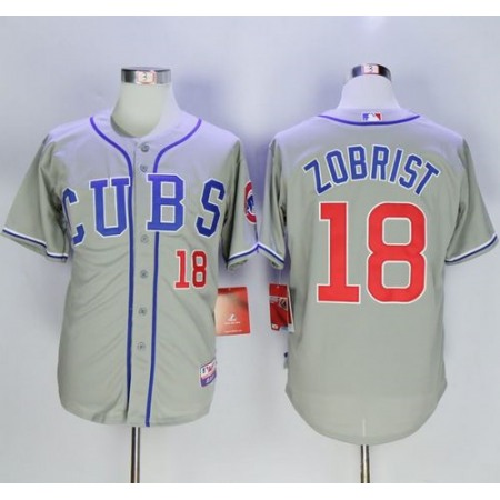 Cubs #18 Ben Zobrist Grey Alternate Road Cool Base Stitched MLB Jersey