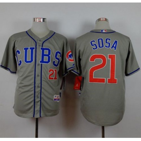 Cubs #21 Sammy Sosa Grey Alternate Road Cool Base Stitched MLB Jersey