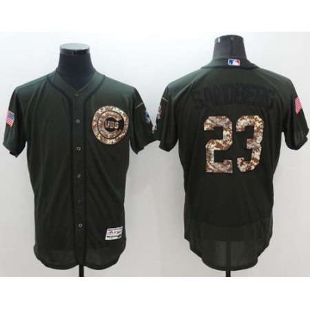 Cubs #23 Ryne Sandberg Green Flexbase Authentic Collection Salute to Service Stitched MLB Jersey