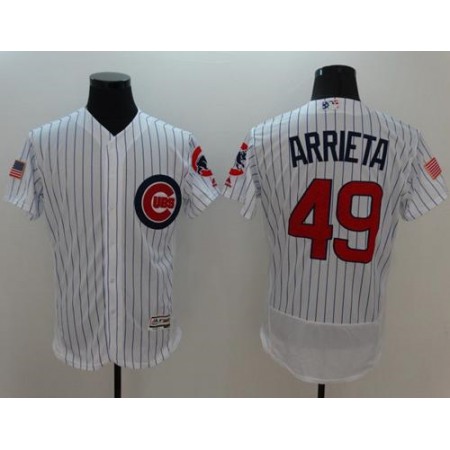 Cubs #49 Jake Arrieta White Fashion Stars & Stripes Flexbase Authentic Stitched MLB Jersey