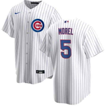 Men's Chicago Cubs #5 Christopher Morel Chicago White Cool Base Stitched Baseball Jersey