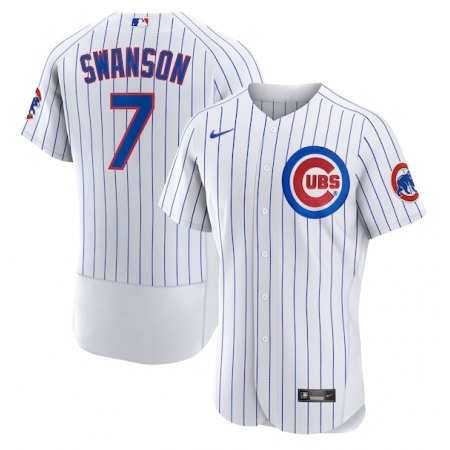 Men's Chicago Cubs #7 Dansby Swanson White Stitched Baseball Jersey