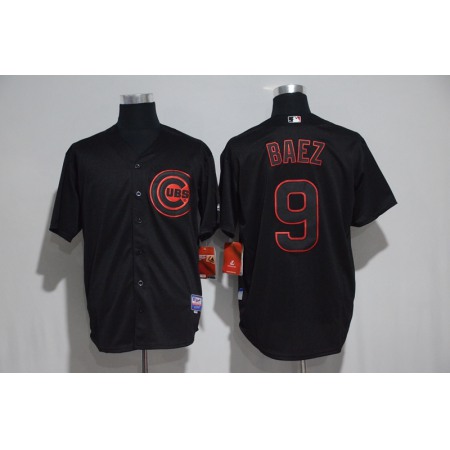 Men's Chicago Cubs #9 Javier Baez Black Strip Stitched MLB Jersey