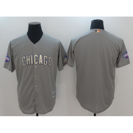 Men's Chicago Cubs Blank Gray World Series Champions Gold Program Cool Base Stitched MLB Jersey