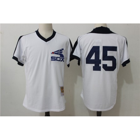 Men's Chicago White Sox #45 Michael Jordan Mitchell & Ness White Cooperstown Mesh Batting Practice Stitched MLB Jersey