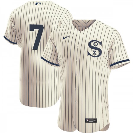 Men's Chicago White Sox #7 Tim Anderson 2021 Cream/Navy Field of Dreams Flex Base Stitched Jersey
