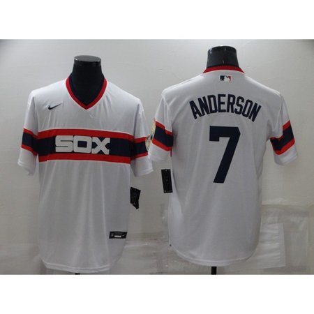 Men's Chicago White Sox #7 Tim Anderson Throwback Cool Base Stitched Jersey