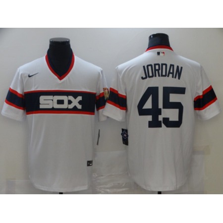 Men's Chicago White sox #45 Michael Jordan White Throwback Stitched Jersey