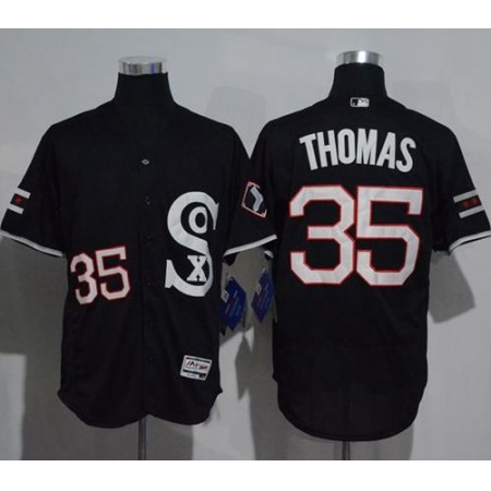 White Sox #35 Frank Thomas Black New Flexbase Authentic Collection Stitched MLB Jersey