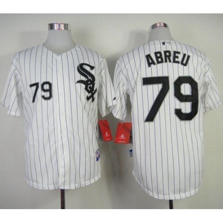 White Sox #79 Jose Abreu White With Black Strip Stitched MLB Jersey