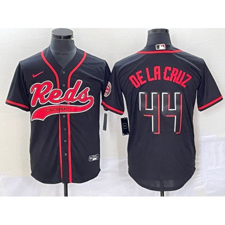 Men's Cincinnati Reds #44 Elly De La Cruz Black Cool Base Stitched Baseball Jersey