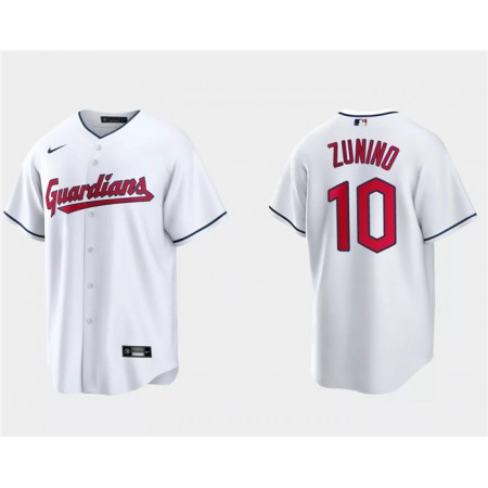 Men's Cleveland Guardians #10 Mike ZuNino White Cool Base Stitched Jersey