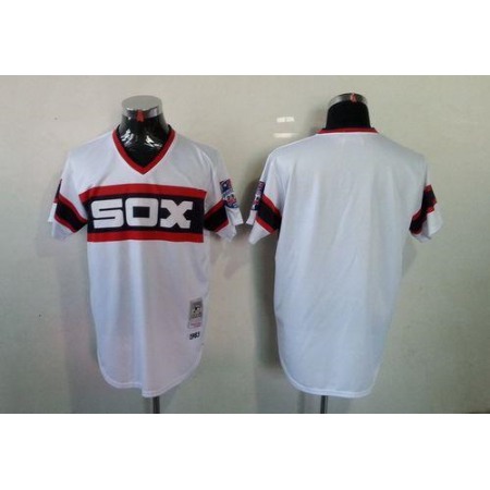 Mitchell And Ness White Sox Blank White Throwback Stitched MLB Jersey