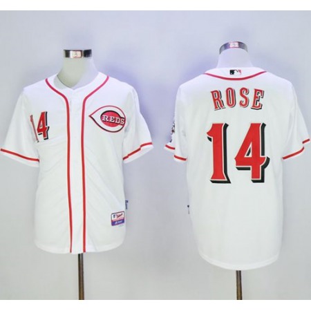 Reds #14 Pete Rose White Cool Base Stitched MLB Jersey