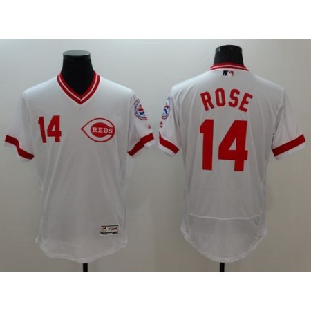 Reds #14 Pete Rose White Flexbase Authentic Collection Cooperstown Stitched MLB Jersey