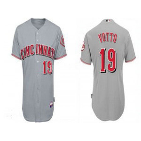 Reds #19 Joey Votto Grey Cool Base Stitched MLB Jersey