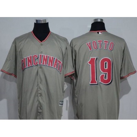 Reds #19 Joey Votto Grey New Cool Base Stitched MLB Jersey