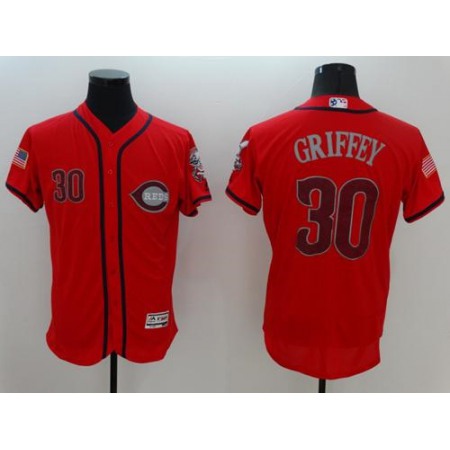 Reds #30 Ken Griffey Red Fashion Stars & Stripes Flexbase Authentic Stitched MLB Jersey