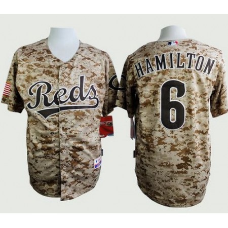 Reds #6 Billy Hamilton Camo Alternate Cool Base Stitched MLB Jersey