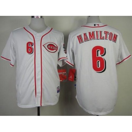 Reds #6 Billy Hamilton White Cool Base Stitched MLB Jersey