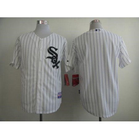 White Sox Blank White Black Strip Stitched MLB Jersey