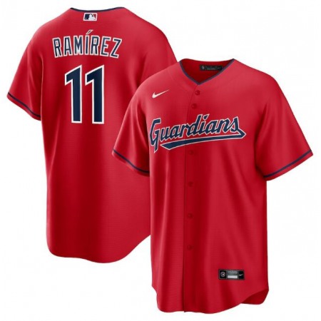 Men's Cleveland Guardians #11 Jose Ramirez Red Cool Base Stitched Baseball Jersey
