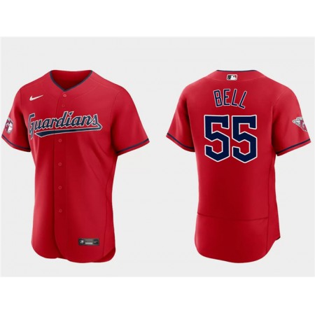 Men's Cleveland Guardians #55 Josh Bell Red Flex Base Stitched Jersey