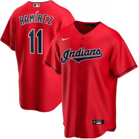 Men's Cleveland indians #11 Jose Ramirez Red Cool Base Stitched Jersey