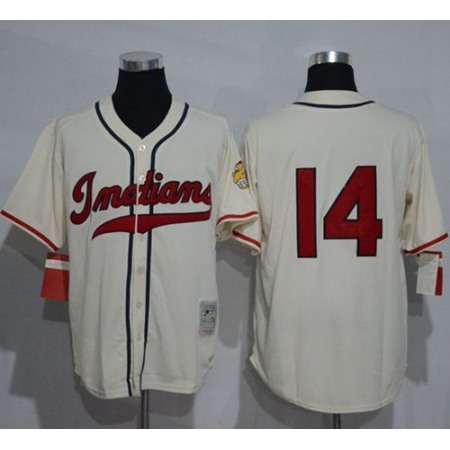Mitchell And Ness 1948 indians #14 Larry Doby Cream Throwback Stitched MLB Jersey