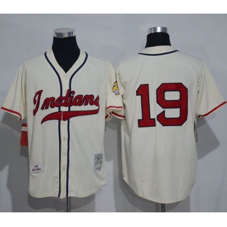 Mitchell And Ness 1948 indians #19 Bob Feller Cream Stitched Throwback MLB Jersey