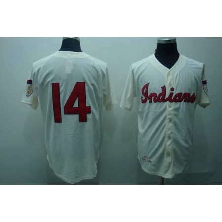 Mitchell and Ness indians #14 Larry Doby Stitched Cream Throwback MLB Jersey
