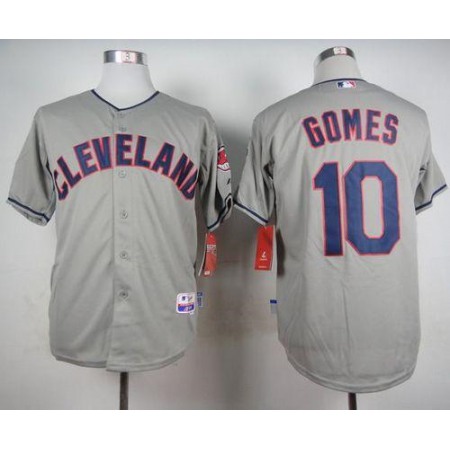 indians #10 Yan Gomes Grey Cool Base Stitched MLB Jersey