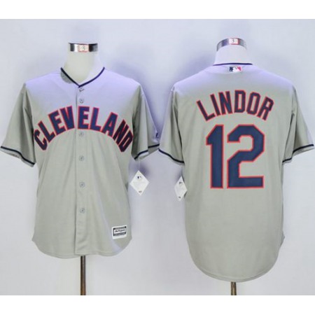 indians #12 Francisco Lindor Grey New Cool Base Stitched MLB Jersey