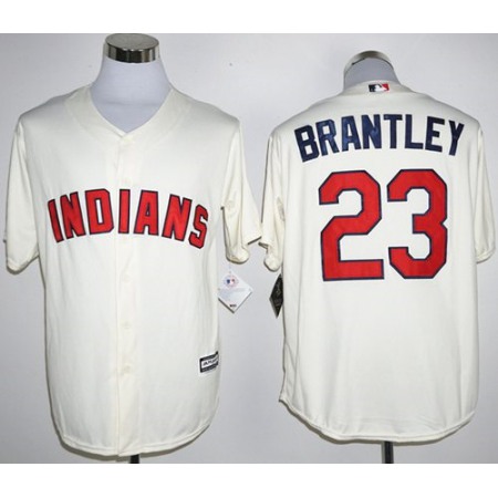 indians #23 Michael Brantley Cream New Cool Base Stitched MLB Jersey
