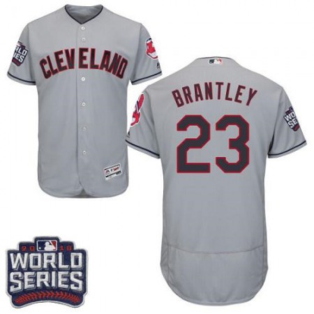 indians #23 Michael Brantley Grey Flexbase Authentic Collection 2016 World Series Bound Stitched MLB Jersey