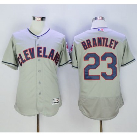 indians #23 Michael Brantley Grey Flexbase Authentic Collection Stitched MLB Jersey