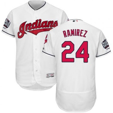 indians #24 Manny Ramirez White Flexbase Authentic Collection 2016 World Series Bound Stitched MLB Jersey