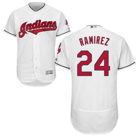 indians #24 Manny Ramirez White Flexbase Authentic Collection Stitched MLB Jersey