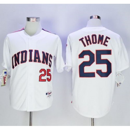 indians #25 Jim Thome White 1978 Turn Back The Clock Stitched MLB Jersey