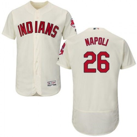 indians #26 Mike Napoli Cream Flexbase Authentic Collection Stitched MLB Jersey