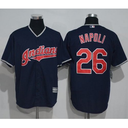 indians #26 Mike Napoli Navy Blue New Cool Base Stitched MLB Jersey