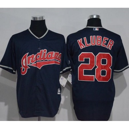 indians #28 Corey Kluber Navy Blue New Cool Base Stitched MLB Jersey