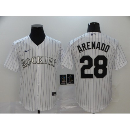 Men's Colorado Rockies #28 Nolan Arenado White Cool Base Stitched MLB Jersey