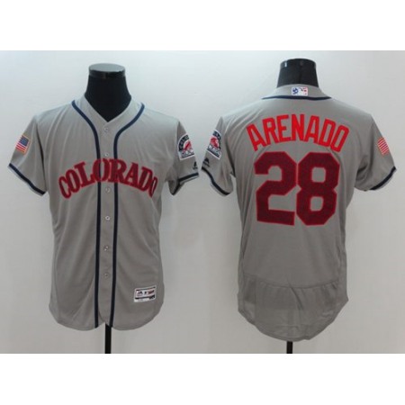 Rockies #28 Nolan Arenado Grey Fashion Stars & Stripes Flexbase Authentic Stitched MLB Jersey