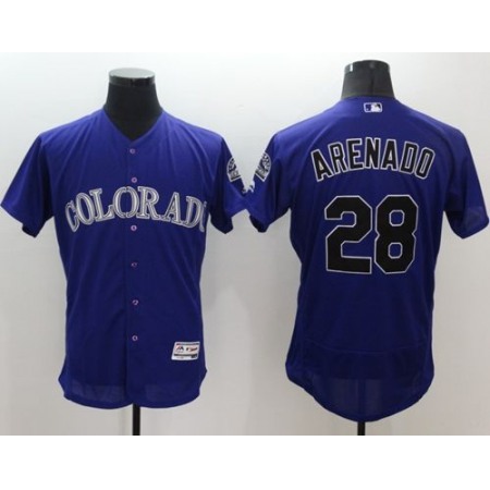 Rockies #28 Nolan Arenado Purple Flexbase Authentic Collection Stitched MLB Jersey
