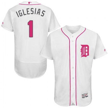 Tigers #1 Jose iglesias White Flexbase Authentic Collection 2016 Mother's Day Stitched MLB Jersey