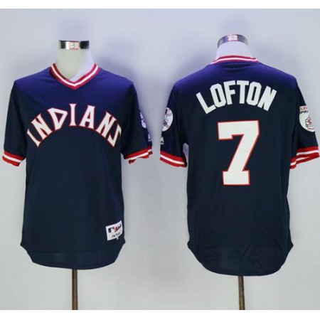indians #7 Kenny Lofton Navy Blue 1976 Turn Back The Clock Stitched MLB Jersey